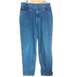 L.L. Bean Vintage 90's Flannel Lined Snowflake Print High Rise Jeans Size 16MT 1